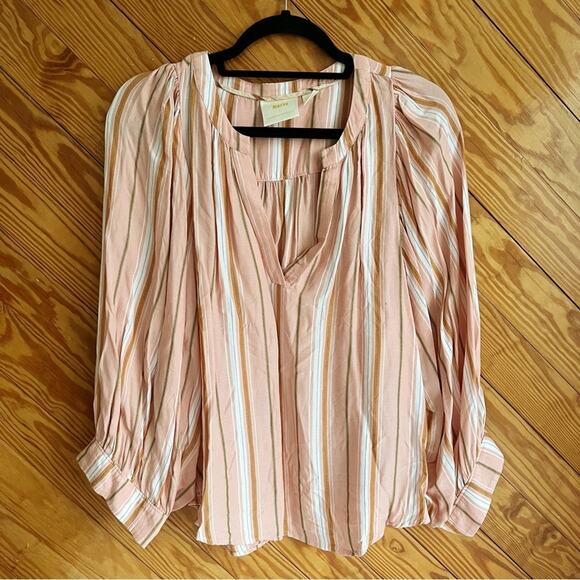 Maeve by Anthropologie Striped Peasant Blouse - Picture 1 of 5